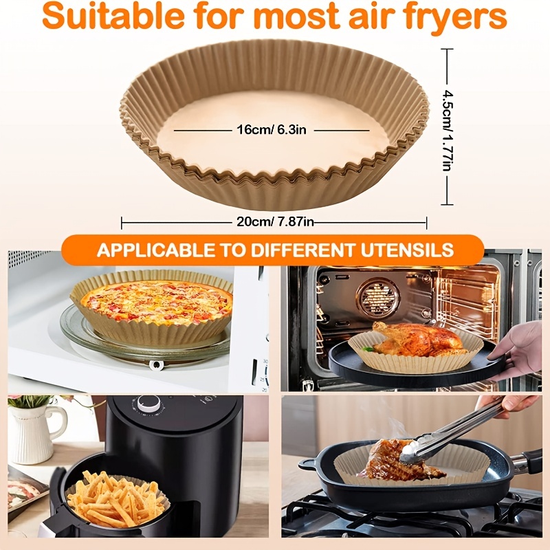100pcs Air Fryer Paper Liners, 6.3in Parchment Paper, Air Fryer Disposable  Paper Liner For Microwave, Non-Stick Air Fryer Liners Round Free Of Bleach