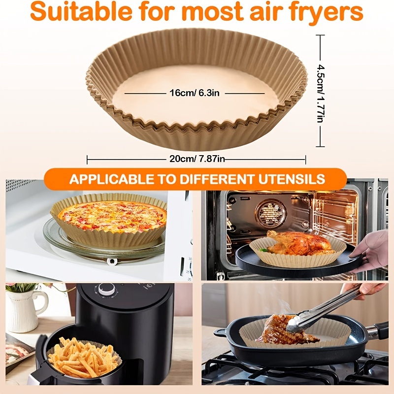 50pcs 20cm Round Air Fryer Parchment Paper Liners, Non-stick