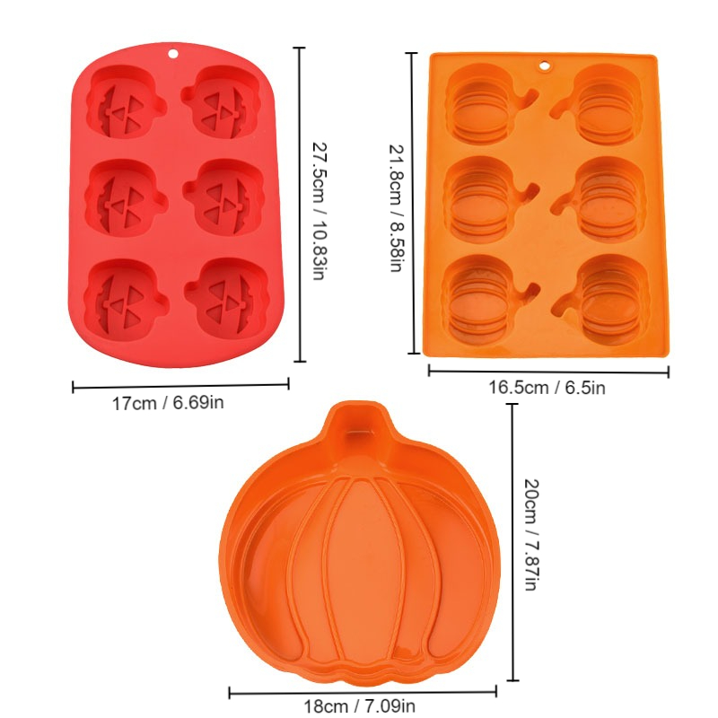 1pc Silicone Cake Mold Cartoon Halloween Pumpkin Shaped Baking Pan