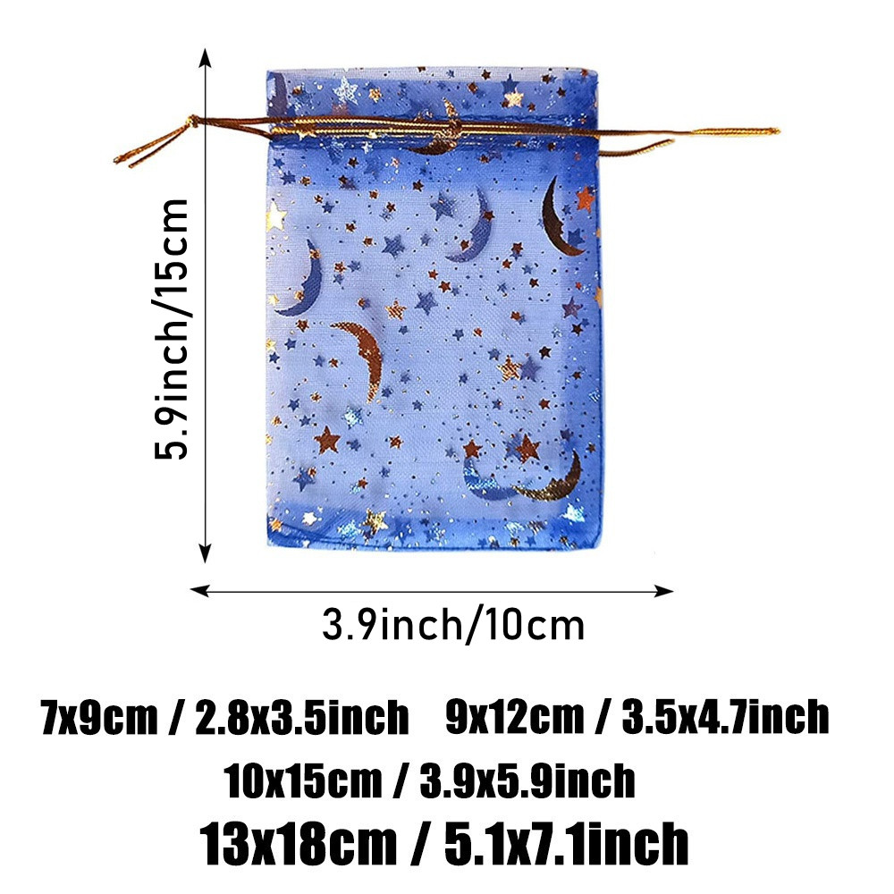TEMU Cadeau pour elle/lui, 200 sacs en organza transparent avec un motif et étoiles de couleurs mélangées, parfait pour de bijoux, de fête, les