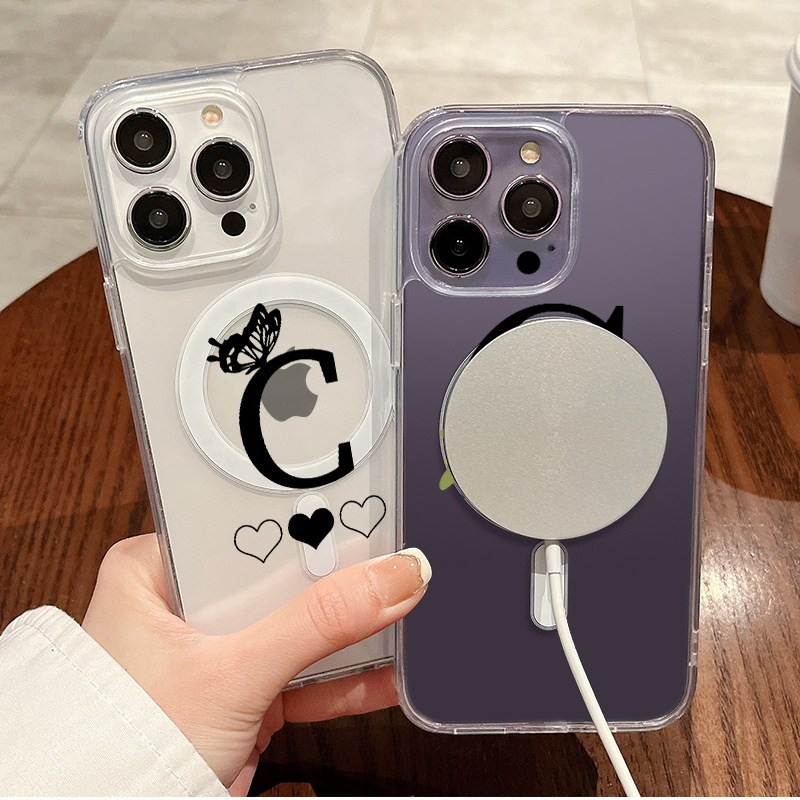 2pcs Butterfly Heart Letter X Graphic Magnetic Wireless Charging