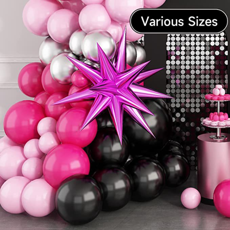 Hot Pink Balloon Boxes  Black and Pink Decorations for Birthday. – Rain  Meadow