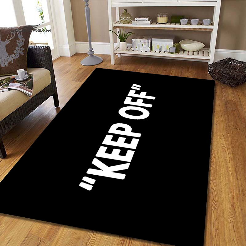 1pc KEEP OFF Area Rugs Floor Mat Black And White Carpet Living Room Bedroom  Bedside Bay Window Sofa Floor Decor Mat Anti Fatigue Kitchen Rugs, Living