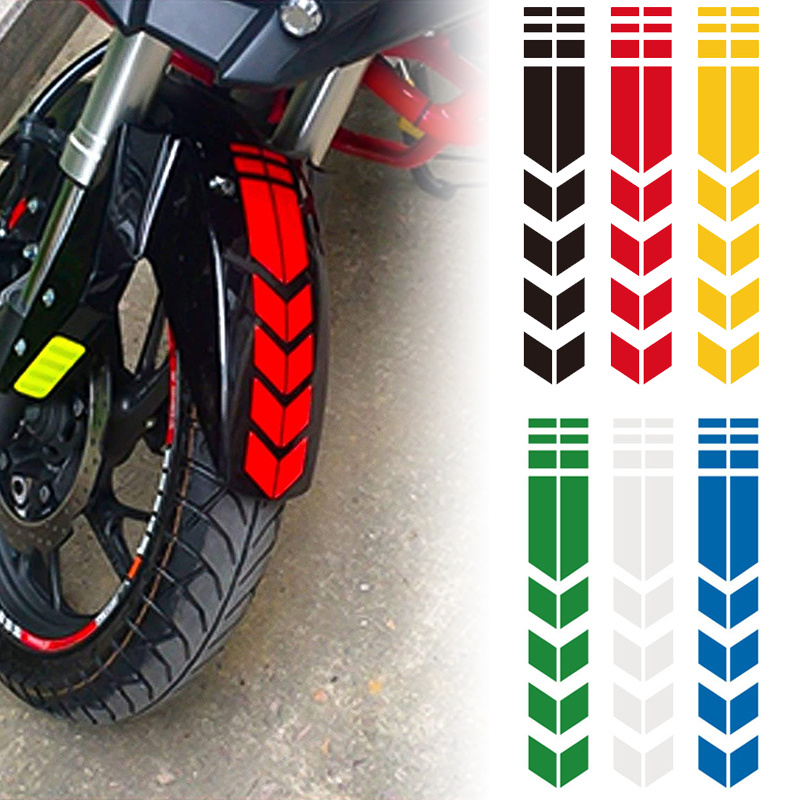 2PCS Motorcycle Front Fender Arrow Reflective Stickers, Motorbike Night  Visibility Safety Warning Mudguard Tape Strips, Waterproof Universal  Reflective Decals Decoration Accessories (Yellow) - Yahoo Shopping