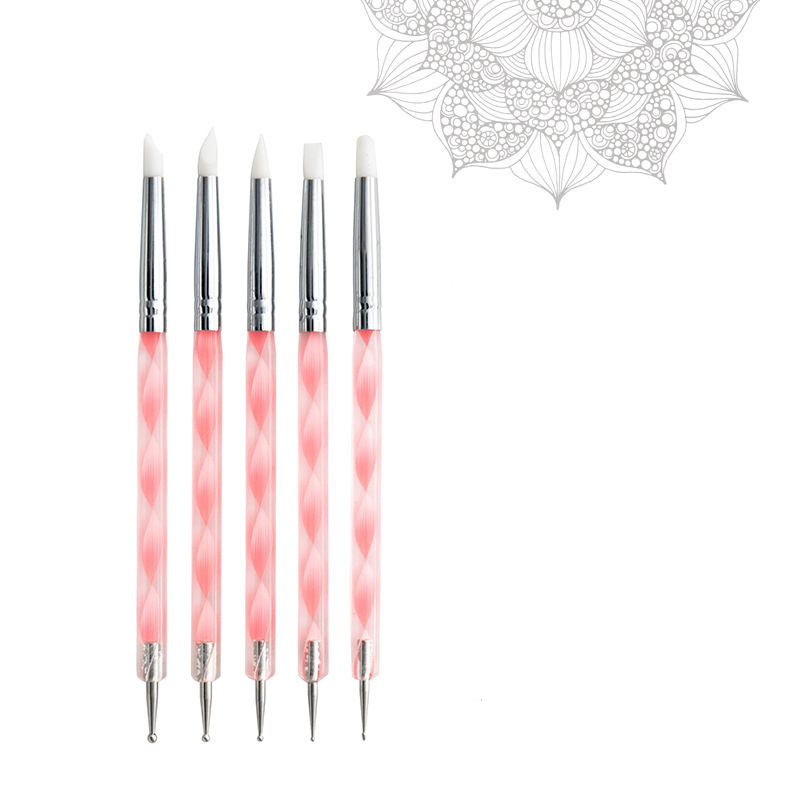 Dual Head Nail Art Dotting Tools Nail Silicone Brush Dual - Temu