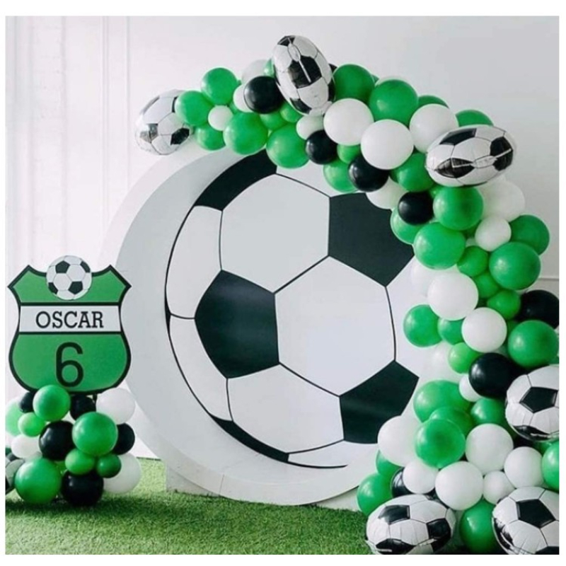 Ballon anniversaire vert thème football - Ballon aluminium 46cm