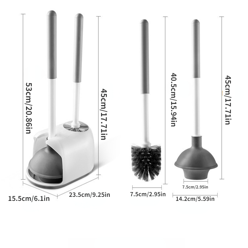 1pc Long Handle Toilet Brush And Plunger Unclogged Set Household No Dead  Space Cleaning Brush Base Set Toilet Brush And Plunger Set, Don't Miss  These Great Deals