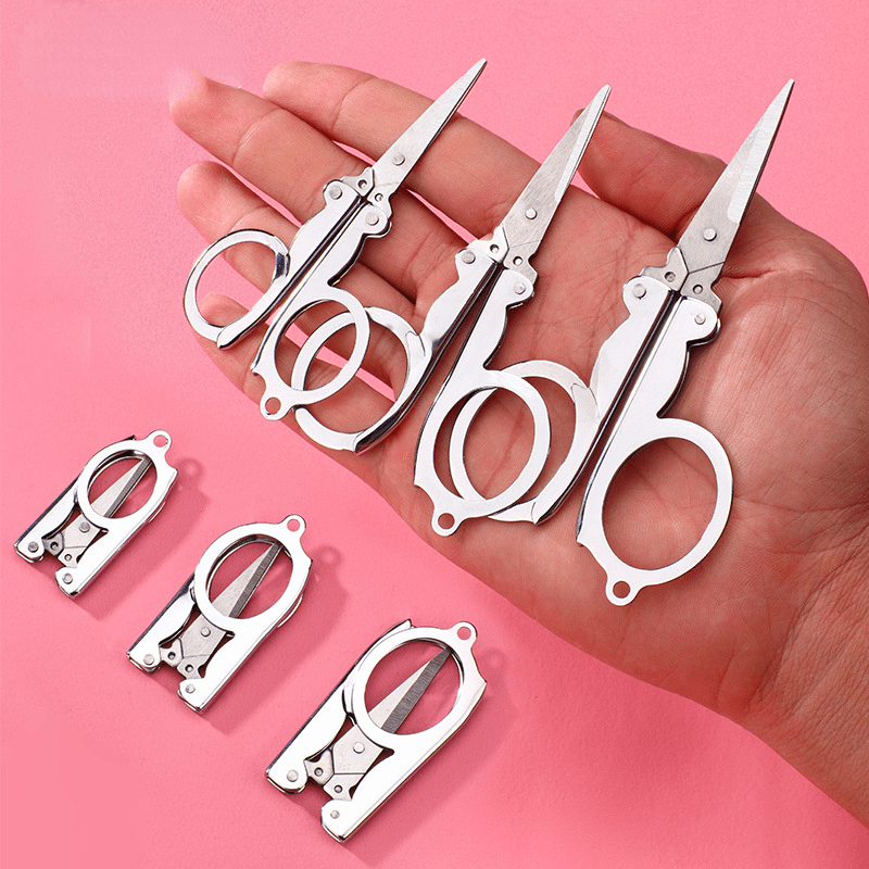 Mini Stainless Steel Folding Scissors Keychain Fishing - Temu