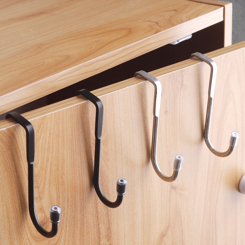 1pc 304 Stainless Steel Double S-shaped Hooks Wardrobe Door Back Hooks  Black Double Hooks Kitchen Cabinet Door Back S Double Hooks
