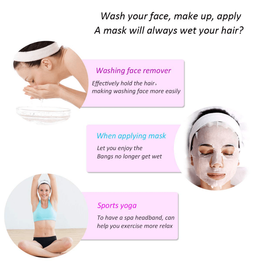 Facial Headband - 3 Pcs Makeup Shower Bath Hair Wrap Sport