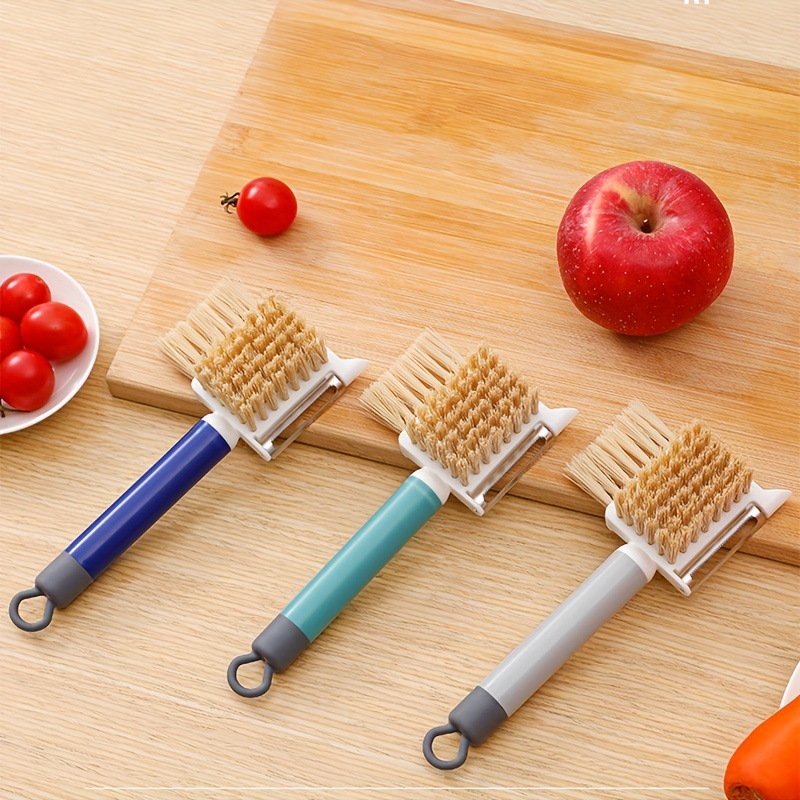 Multifunctional Fruit & Vegetable Cleaning Brush Peeler Three-in-one  Scraper Vegetable Washing Brush With Fruit Peeler For  Restaurants/supermarkets/food Trucks - Temu