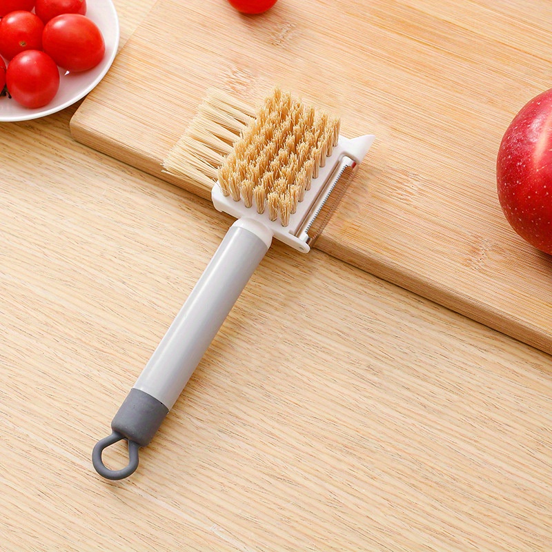 Multifunctional Fruit & Vegetable Cleaning Brush Peeler Three-in-one  Scraper Vegetable Washing Brush With Fruit Peeler For  Restaurants/supermarkets/food Trucks - Temu