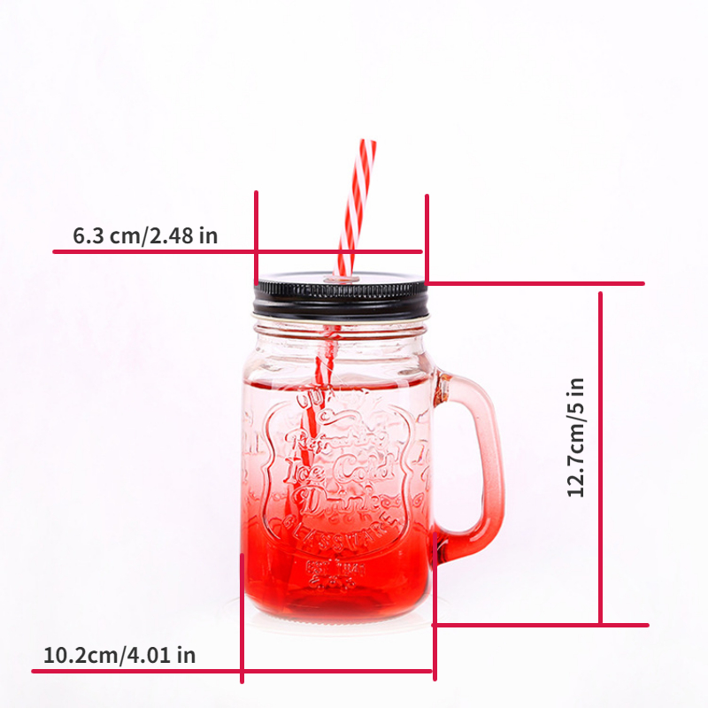 6pcs, Drinking Glasses With Straws And Handles, Clear Mason Jars, Iced  Coffee Cups, Beer Mugs, For Juice, Milk, Birthday Gifts, Summer Drinkware