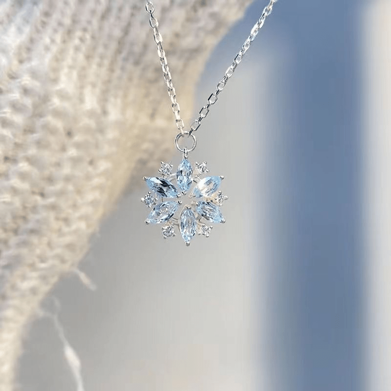  2023 New Necklace Creative Hexagon Clavicle Crystal Necklace  Snowflake Pendant Ladies Necklaces Pendants Name Necklaces (Blue, One Size)  : Pet Supplies