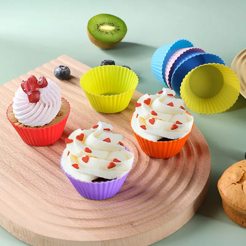 Silicone Muffin Baking Cake Cups Large Round Cupcake Liners - Temu