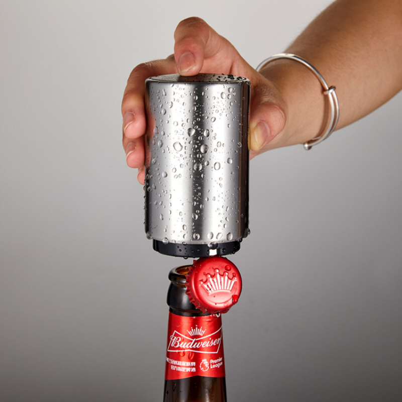 Top Quality Automatic Beer Bottle Opener Magnet Beer Opener Stainless Steel  Push Down Opener Wine Beer Soda Cap Opener Kitchen AccessoriesSilver in  2023