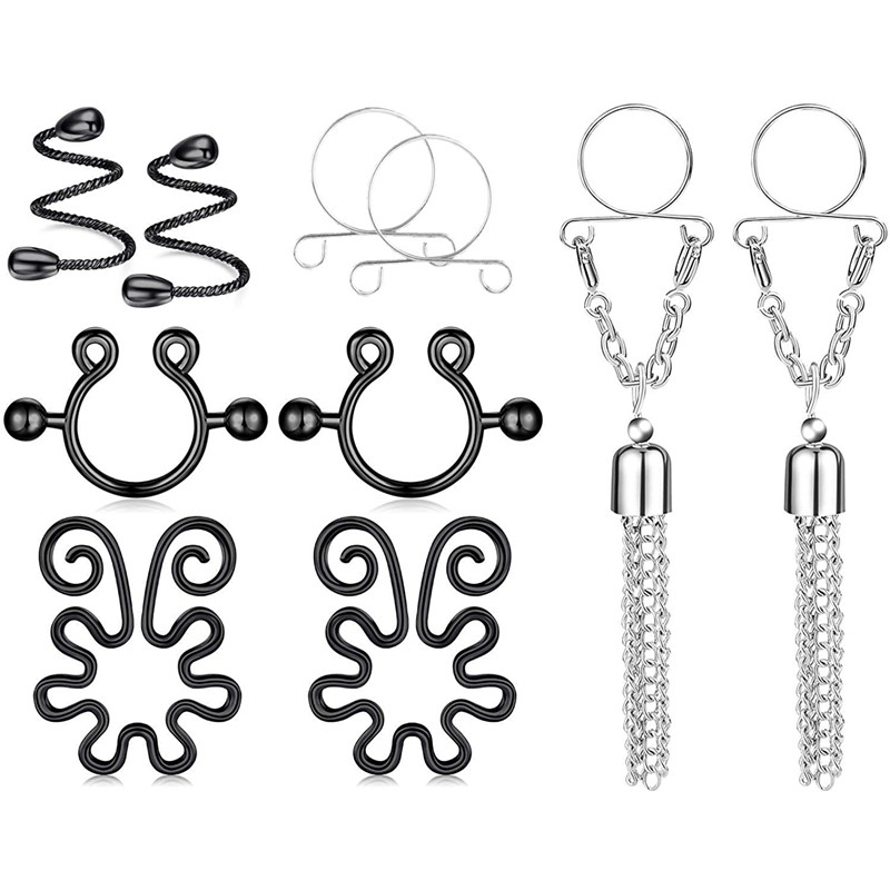 2pcs/Set Sexy Cute 316L Surgical Steel Moon Nipple Rings Clear