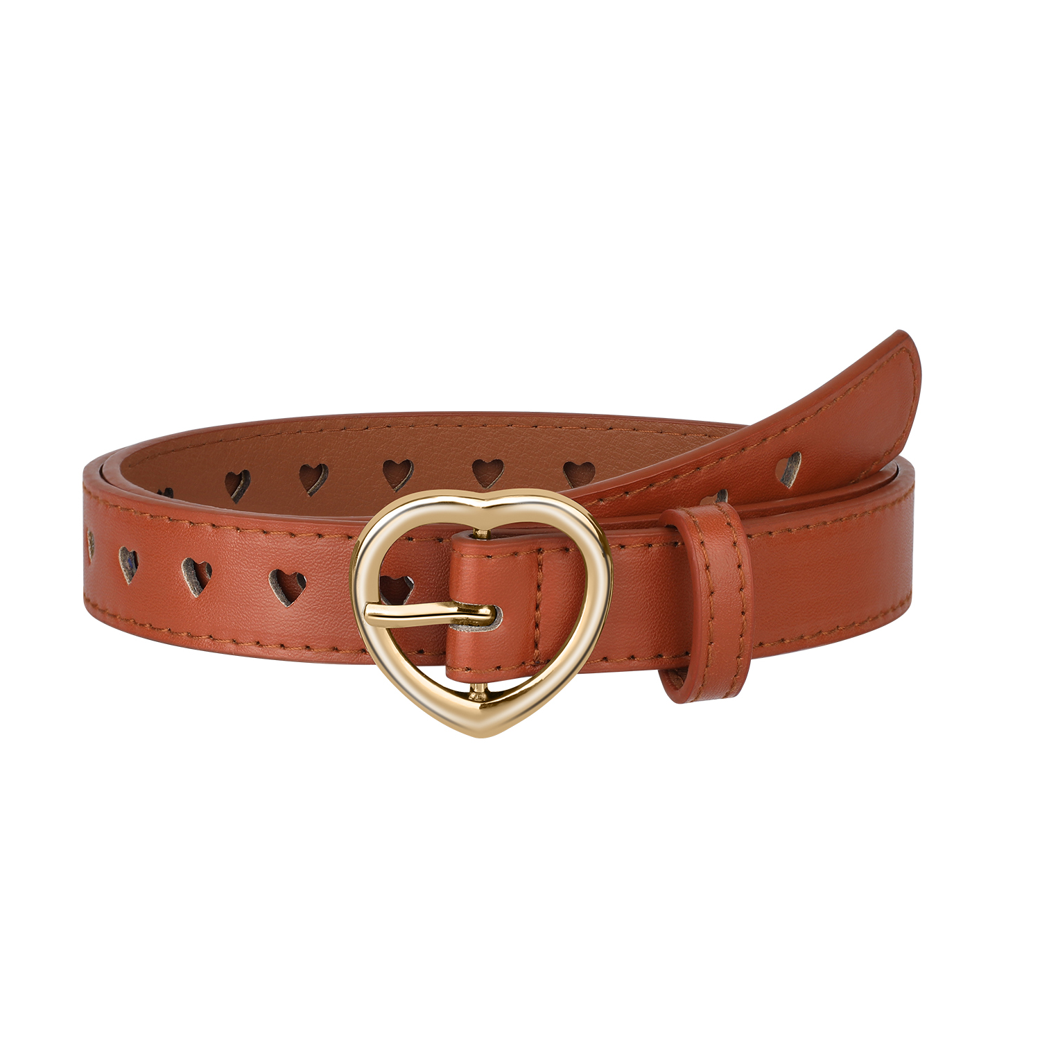 1pc Youth Pu Leather Belt With Bag Buckle And Embroidery
