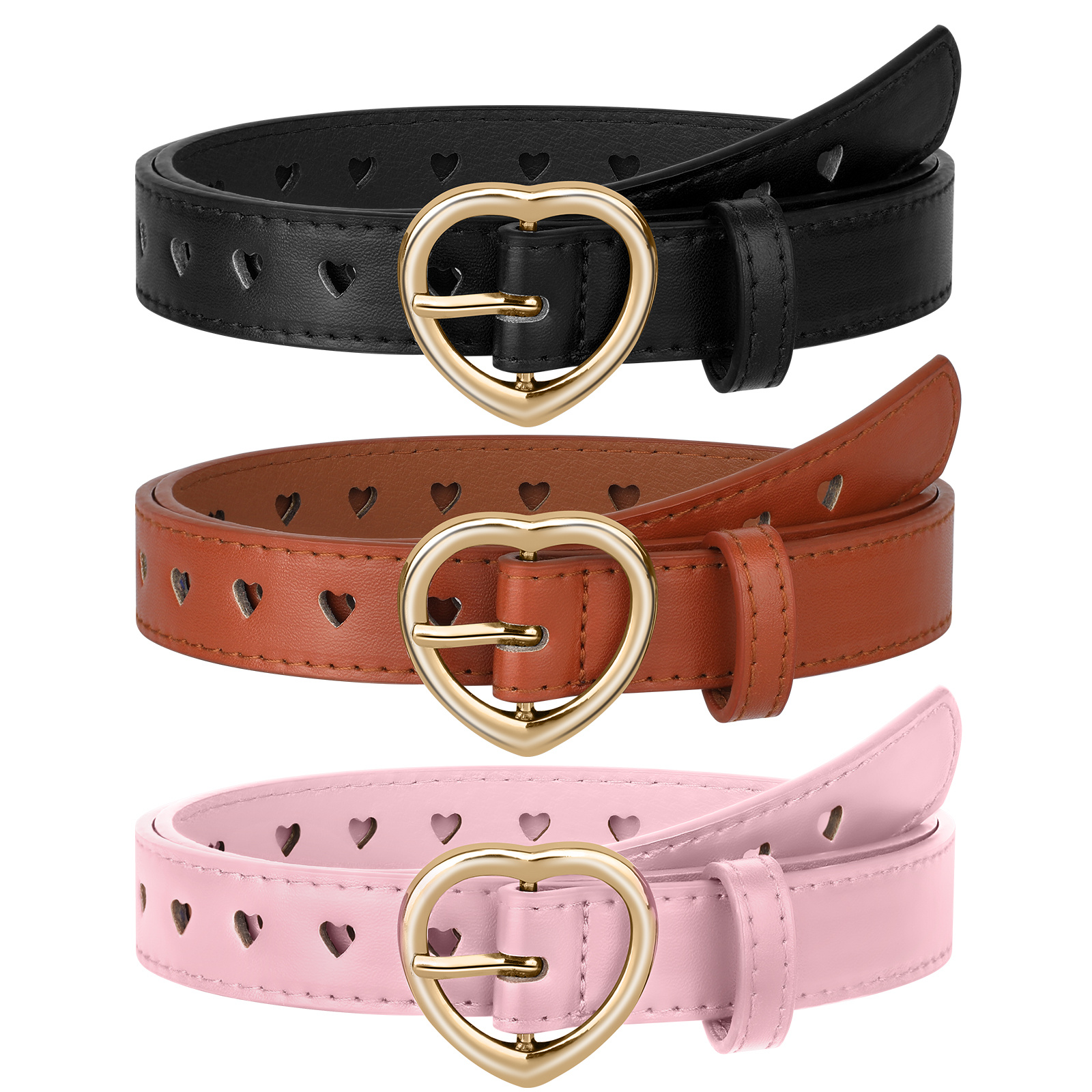 1pc Youth Pu Leather Belt With Bag Buckle And Embroidery Decoration