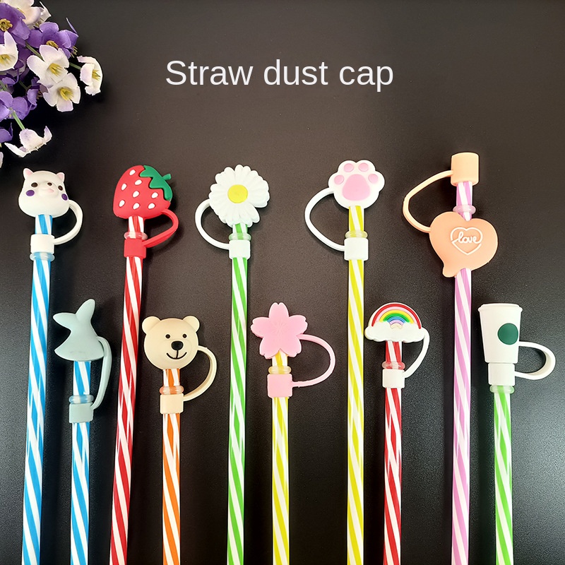 Silicone Straw Stopper 3 Pcs Silicone Straw Tips Cover Cute