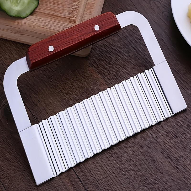 Potato Cutter Sweet Potato Fries Slicer Cut Tool with Handle Stainless  Steel Wavy Potato Cutter for French Fries Steel Blade egetable Crinkle Wavy