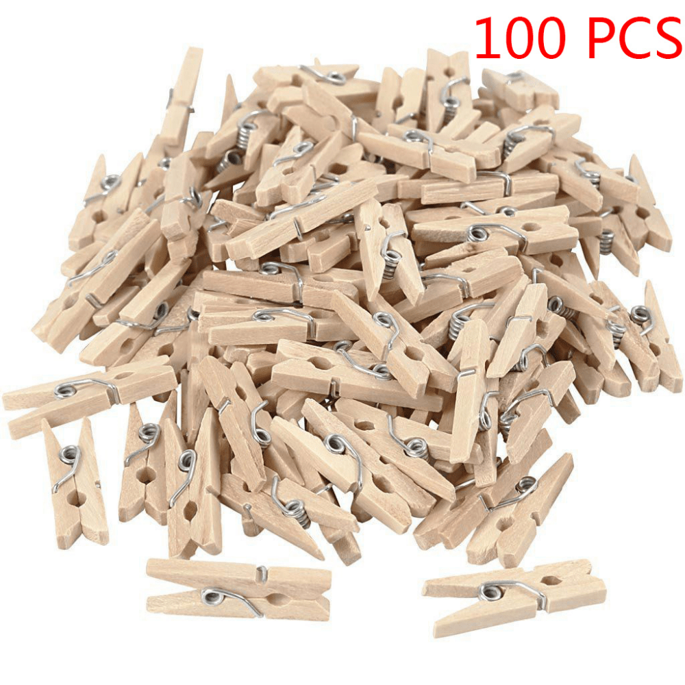 50 pc Clothespins Natural Wood MINI 1 inch Small Miniature Clip