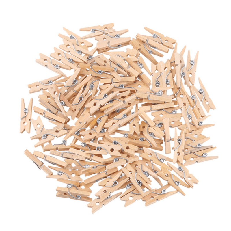 30pcs Wooden Clothespins With Nail, Photo Wall Clips, Craft Clips