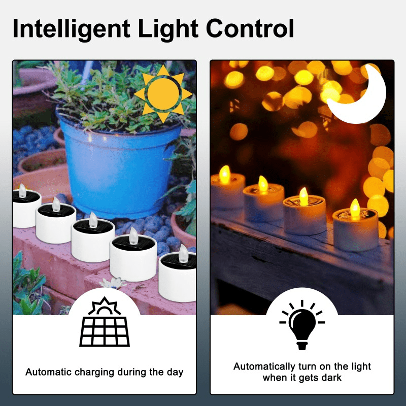 6Pcs Solar Tea Light Outdoor Candle Flameless IP65 Waterproof LED