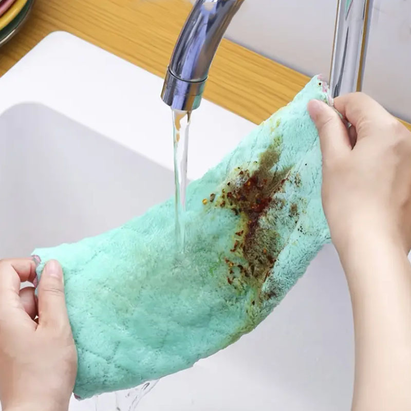 Kitchen Cleaning Towel Dish Washing Towel Dishclot Kitchen Supplies Coral  Velvet Towel Dish Washing Table Cleaning Household Towel Both Dry And Wet  Random Color - Temu