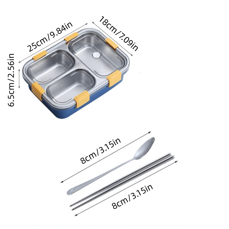 Stainless Steel Bento Box With 3 Compartments Meal Prep - Temu