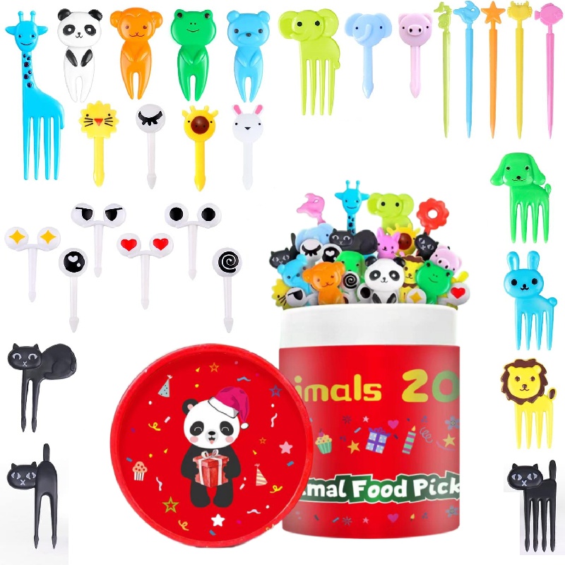UOUYOO 36 Pcs Animal Food Picks for Kids, Cute Cartoon Animal Fruit Food Toothpicks,Reusable Lunch Picks for Kids Bento, Lunch Bento Box Picks for