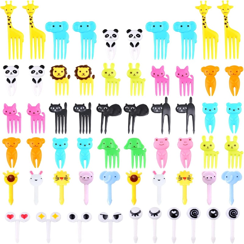 156PCS Animal Food Picks for Kids, FATLODA Fun Bento Picks for Picky Eater,  Cute Fruit Food Toothpicks, Lunch Bento Box Accessories for Toddler