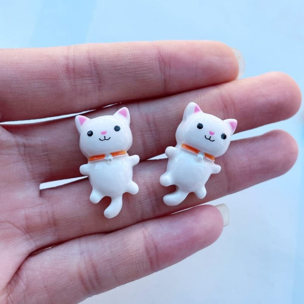 OBJET DECORATIF,U-4Pcs--Mini chat en résine Kawaii, accessoires de