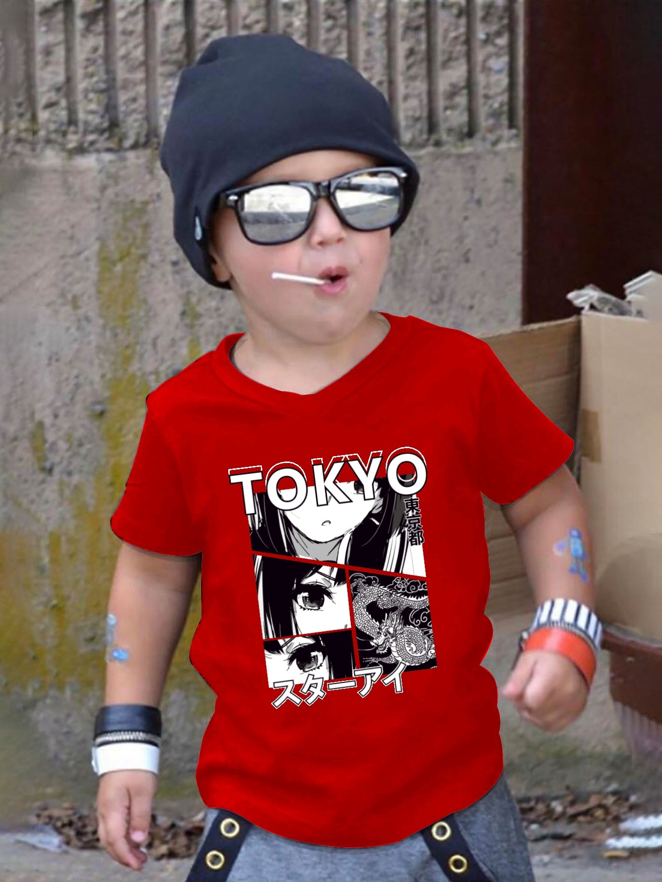 Camiseta Roja Con Estampado De Anime Para Niña Camisetas - Temu