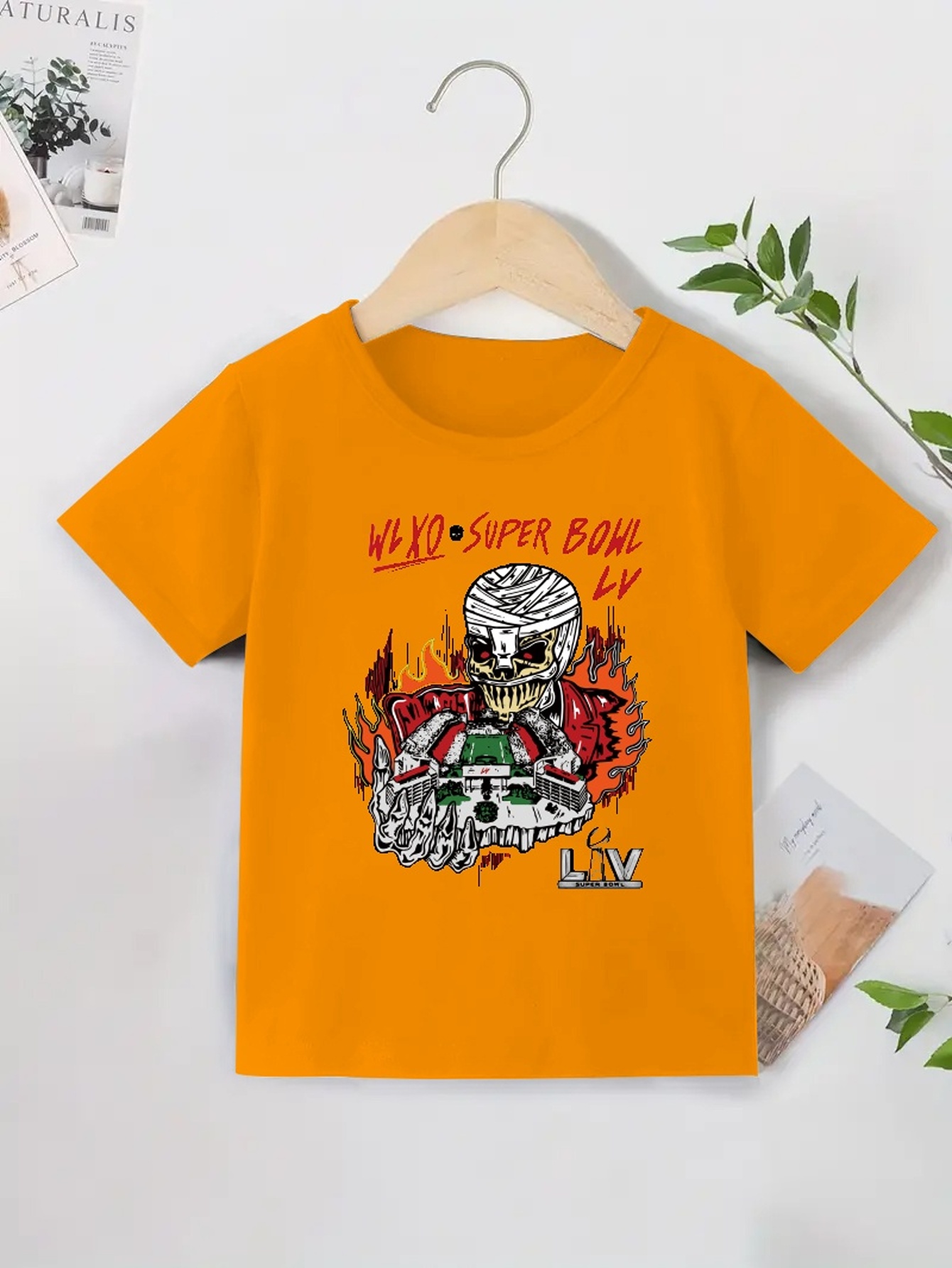 Scary Skull And Stylish Letter Print Boys Creative T Shirt Casual