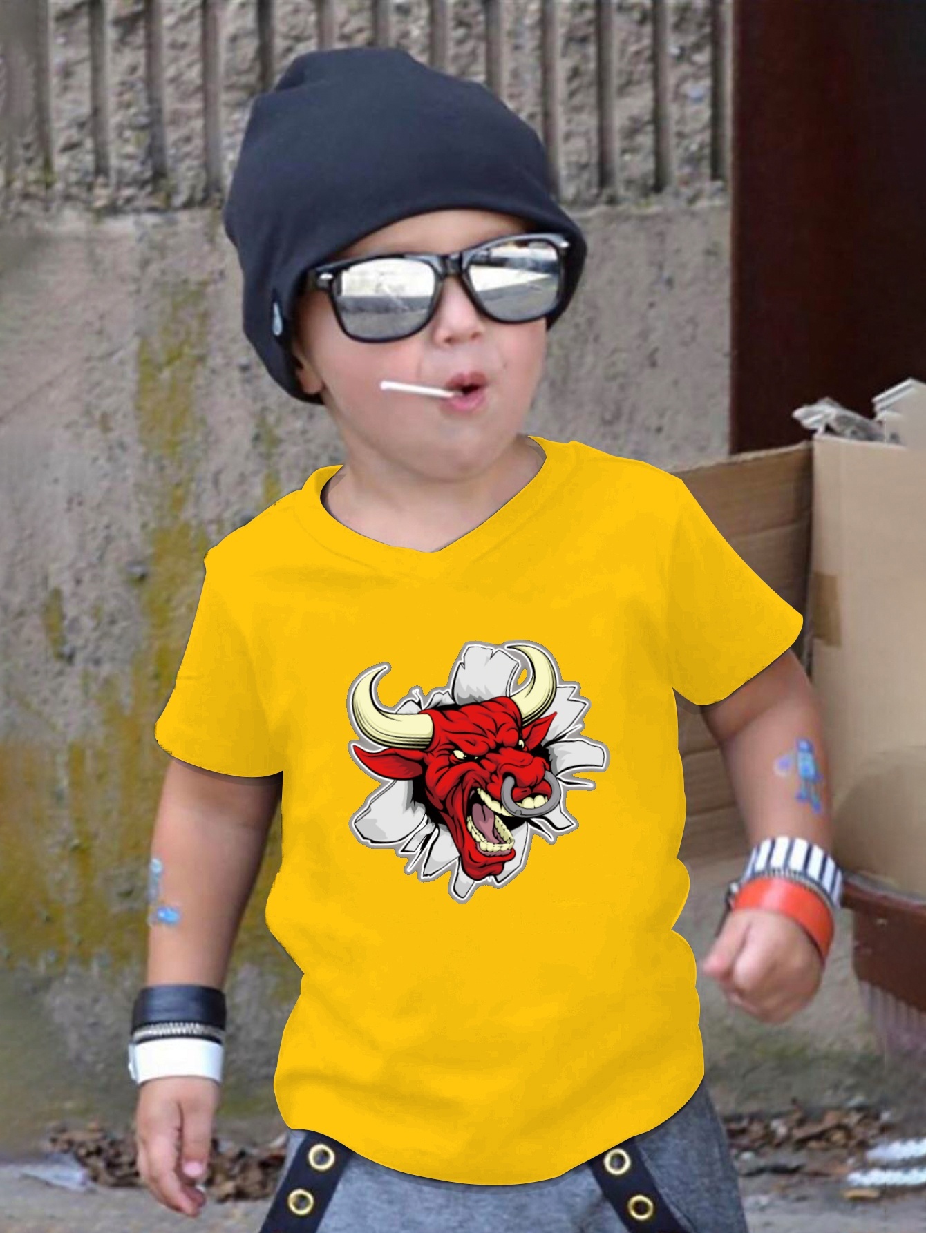 Camiseta Creativa Moderna Estampado Perro Toro Ni os Temu Chile