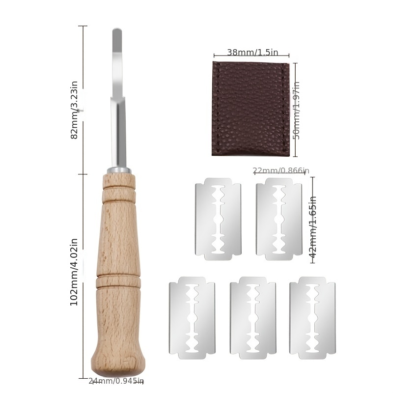 1pc Stainless Steel Bread Lame Dough Scoring Tool With Wooden Handle,  Curved Bread Cutting Razor