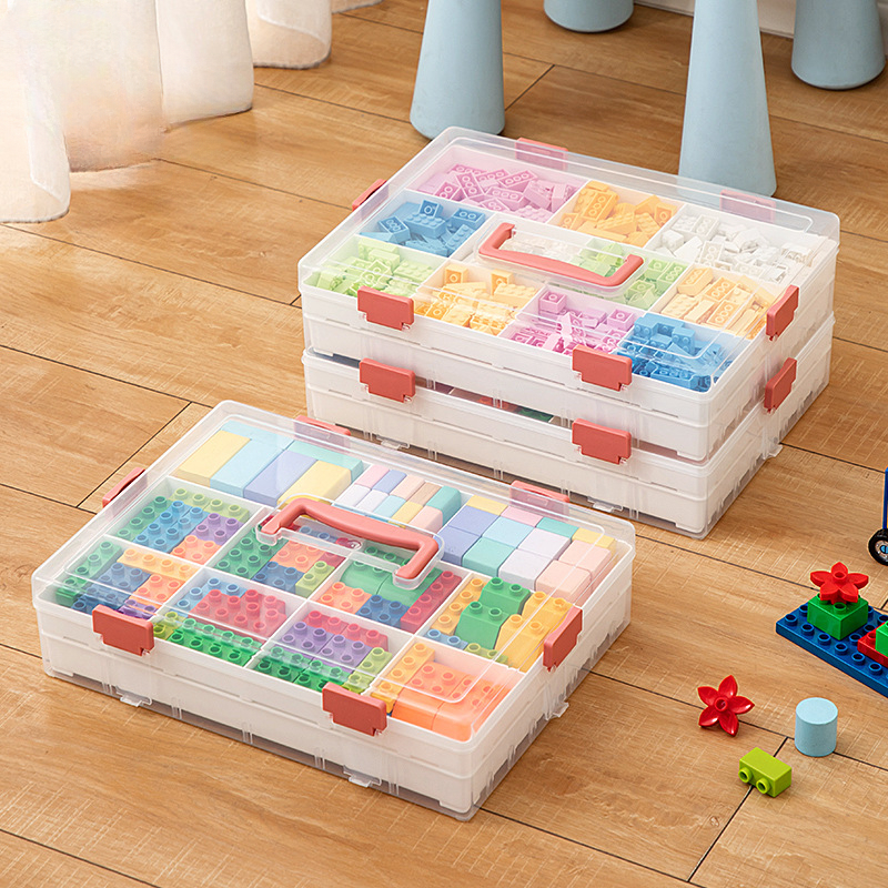 Caja de almacenamiento LEGO con tapa para niños, juguetes, bloques de  construcción, piezas de rompecabezas, caja de clasificación Lego, caja de  plástico, organizadores de almacenamiento - AliExpress