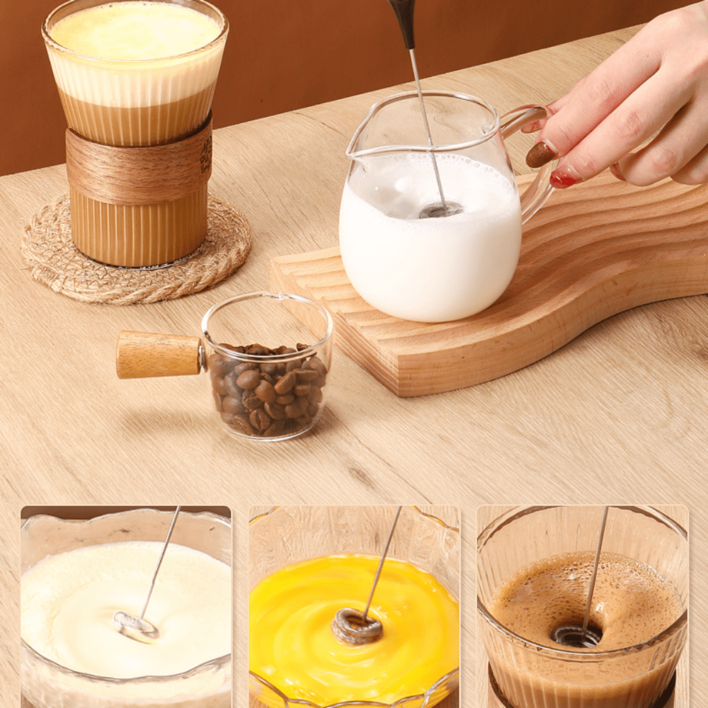 Milk Frother Set With Base Handheld Cappuccino Maker Coffee Foamer Egg  Beater Chocolate Stirrer Mini Portable Food Blender Kitchen Whisk Tool -  Temu United Arab Emirates