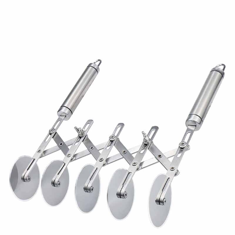 7 Wheels Pizza Cutter Stainless Steel Slicer Expandable Pie Crust