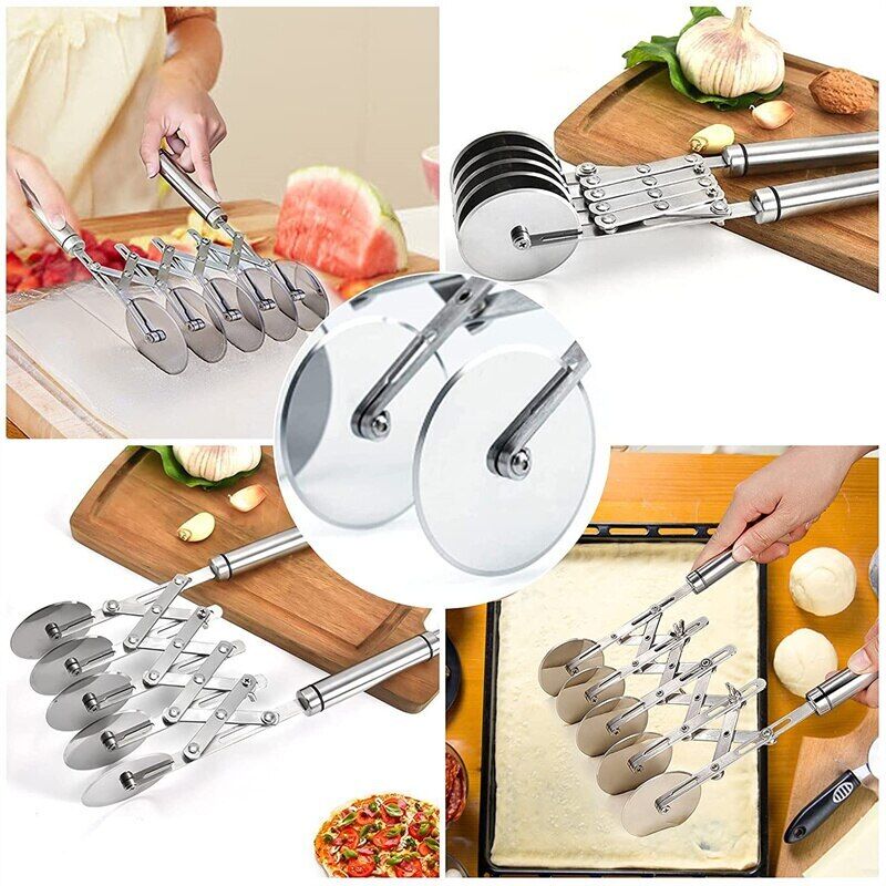 1pc, 3 Wheel /5 Wheel Pastry Cutter With Handle, Dough Cutter, Stainless  Pizza Slicer, Multipurpose Cutting Roller Knife, Dough Divider, Pastry  Roller