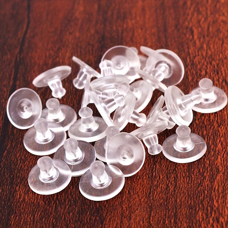 100 200 Clear Rubber Plastic Silicone Earring Back Safety Stoppers Findings