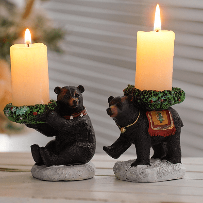 Black Bear Candlestick Ornament Resin Vintage Candle Cup - Temu