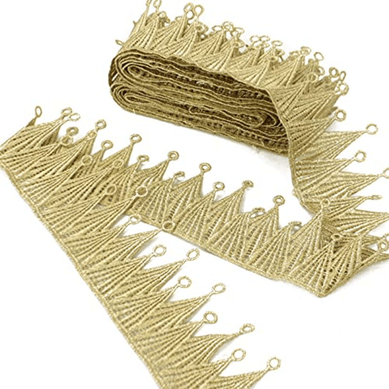 Golden Trim, Gold Lace for Garters, Bridal Veils and Dresses Craft  Projects, Beaded Gold Trim for Sewing Needs 