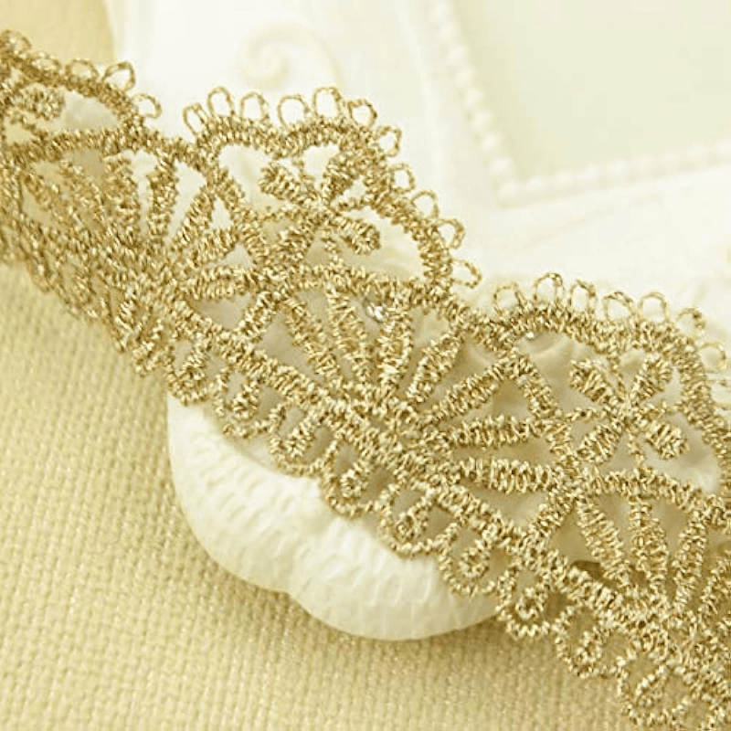 Gold Embroidery Lace Trim, Lace Ribbon Trim Gold