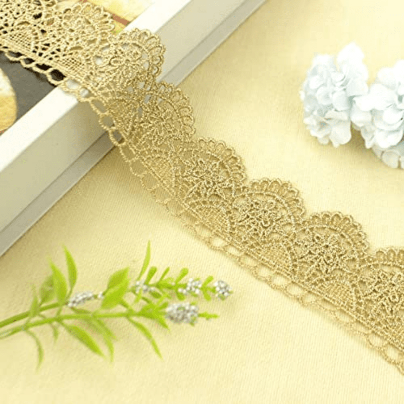 1 Yard Golden Trim Golden Lace Trim Embroidery Metallic - Temu
