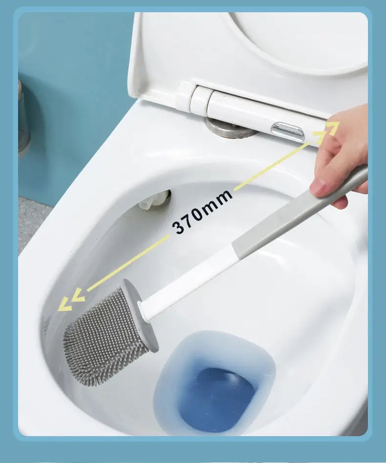 Grigio [2 in 1] Scopino per WC in silicone a parete con spazzole grandi e  piccole a manico lungo, strumento per pulizia del bagno ad angolo senza  trapano