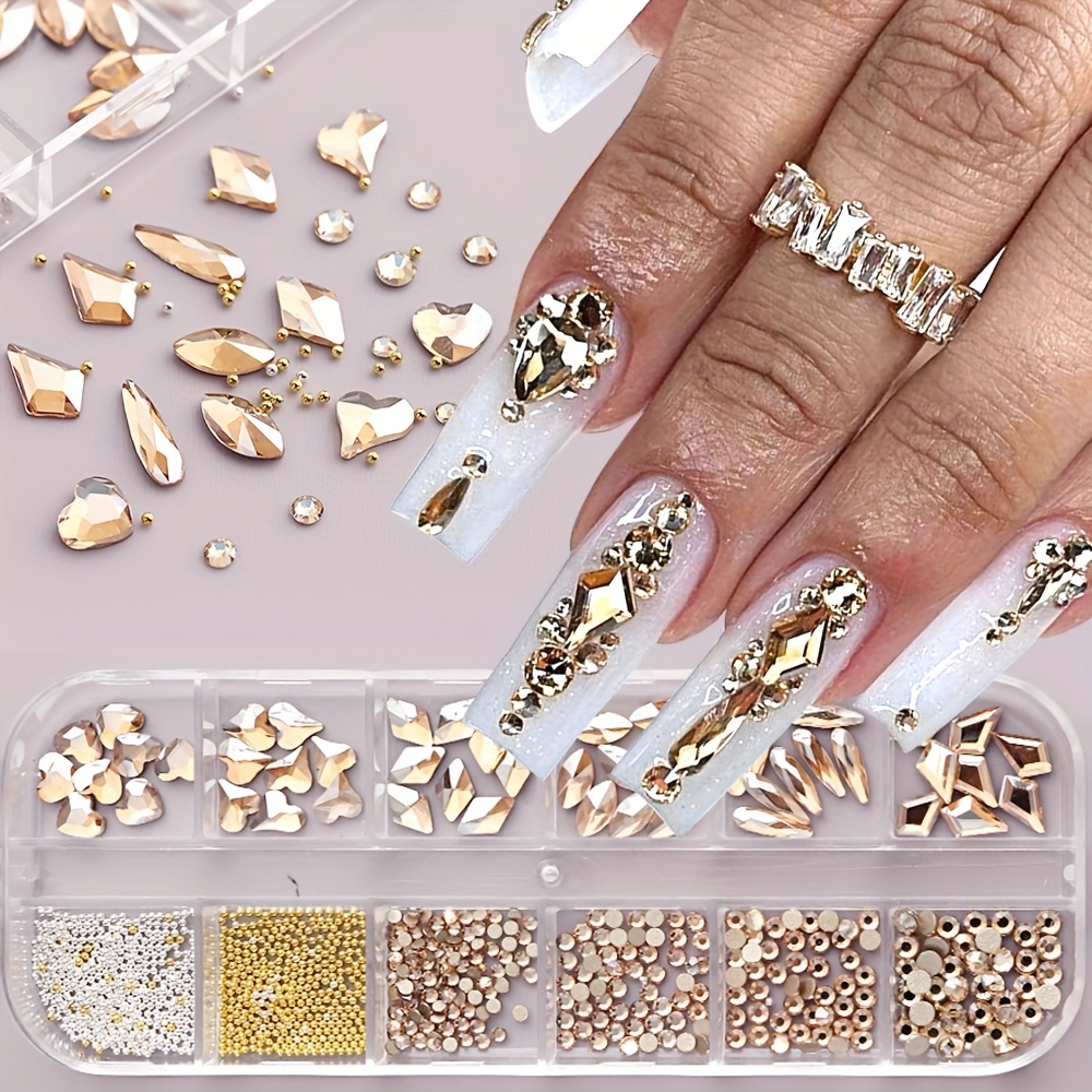 12 grids/set rhinestones caviar nail art