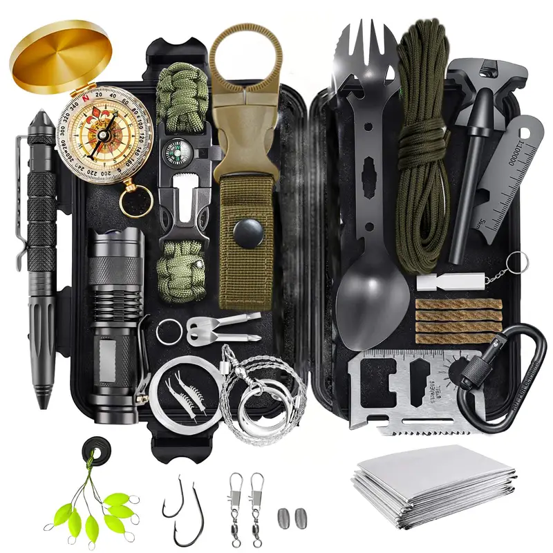 28 29pcs Survival Kit Portable Outdoor Gear For Camping Fishing Adventuring  Perfect Christmas Birthday Gift For Adventurers, High-quality & Affordable