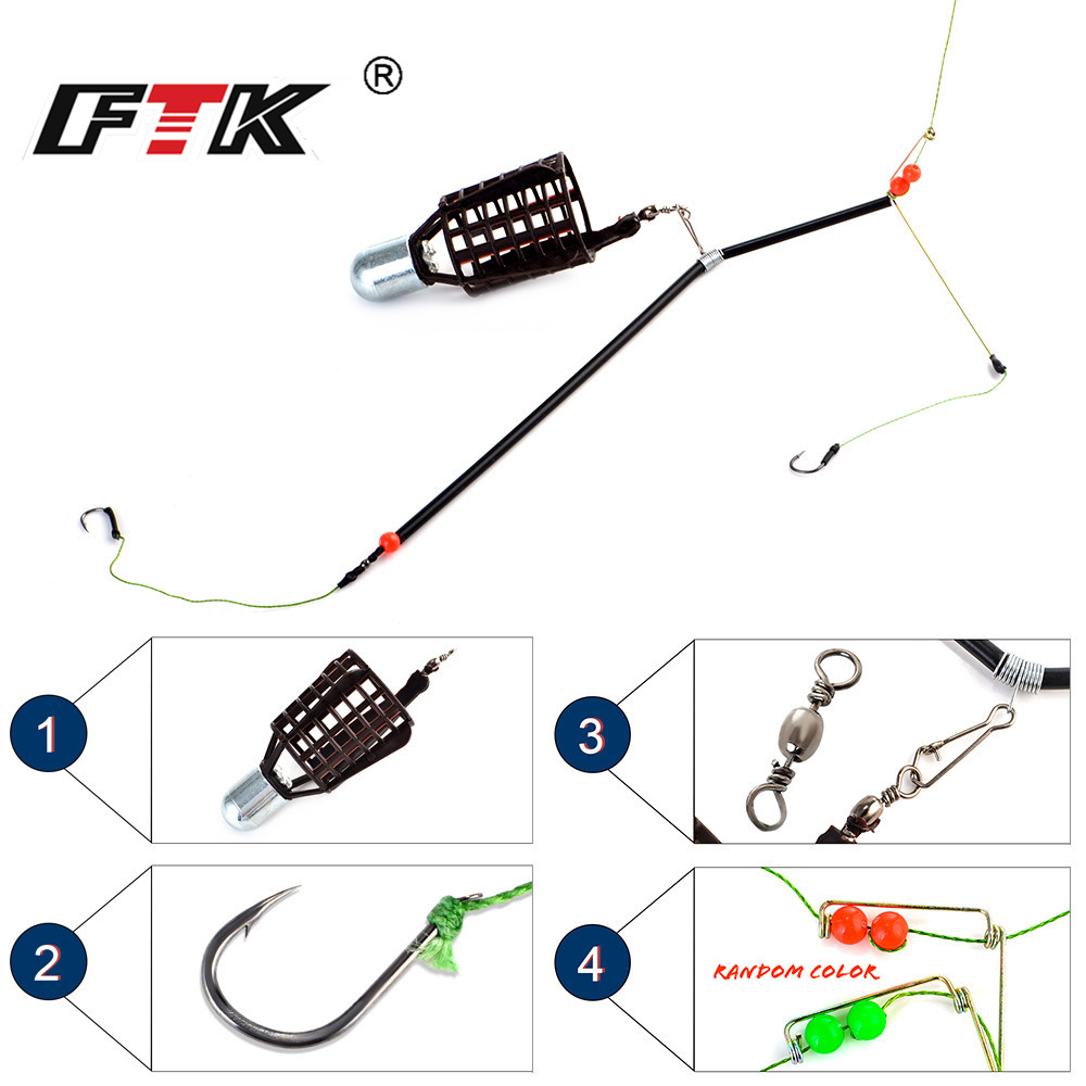Ftk Carp Fishing Bait Cage Stainless Hook Wire Feeder Carp - Temu